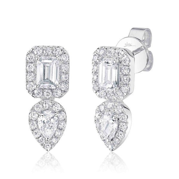 Adele1.50ct Diamond Emerald Pear Stud Earring - 1
