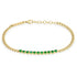 14k Emerald Tennis Segment Small Curb Chain Bracelet - 3