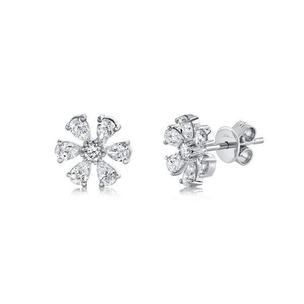 Colette 1.10ct Diamond Pear Flower Stud Earring - 1