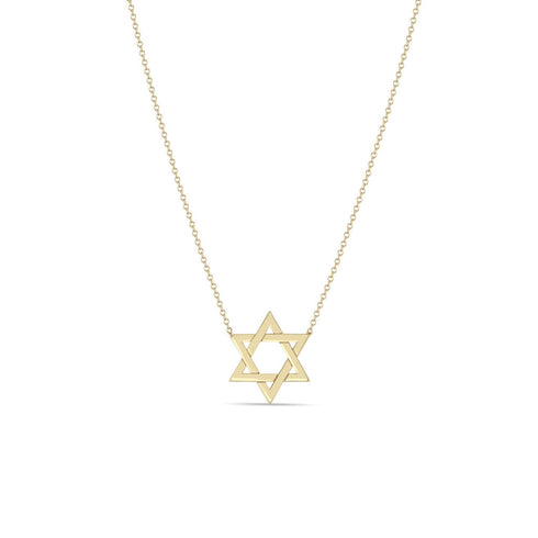 14k Gold Medium Star of David Necklace - 2