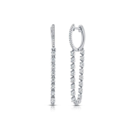 Diamond Huggie With Chain Earrings - 1