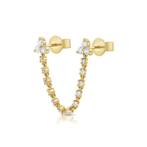 Diamond Stud With Chain Earrings - 1