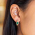 Emerald And Diamond Huggie Earrings - 3