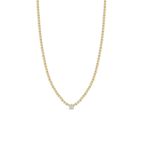 14k Floating Diamond Small Box Chain Necklace - 2