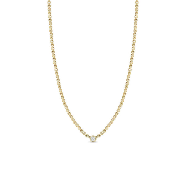 14k Floating Diamond Small Box Chain Necklace - 2