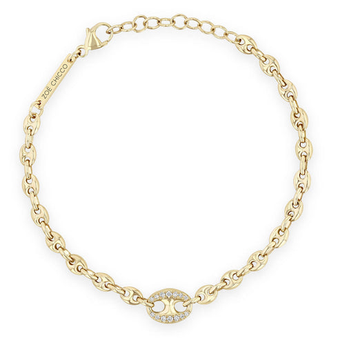 14k Single Large Diamond Link Small Mariner Chain Bracelet - 2