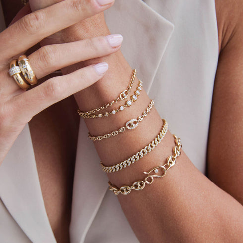 14k Single Large Diamond Link Small Mariner Chain Bracelet - 3