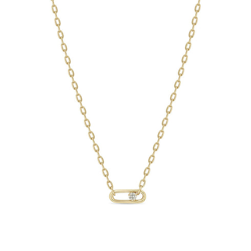 14k Nested Diamond Large Paperclip Link Square Oval Chain Necklace - 2