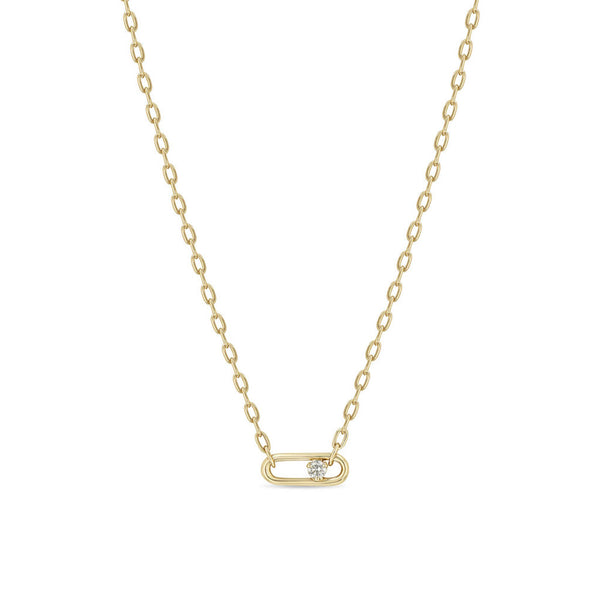 14k Nested Diamond Large Paperclip Link Square Oval Chain Necklace - 2