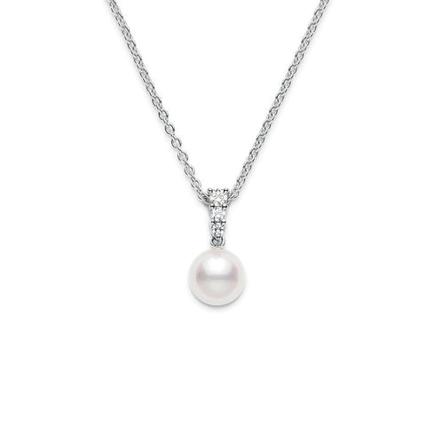 Morning Dew Akoya Cultured Pearl Pendant in 18K White Gold - 1