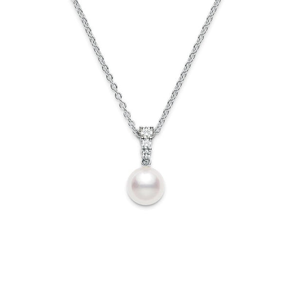 Morning Dew Akoya Cultured Pearl Pendant in 18K White Gold - 1