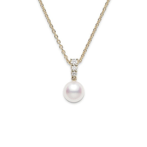 Morning Dew Akoya Cultured Pearl Pendant in 18K Yellow Gold - 1