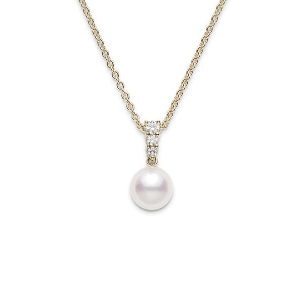 Morning Dew Akoya Cultured Pearl Pendant in 18K Yellow Gold - 1
