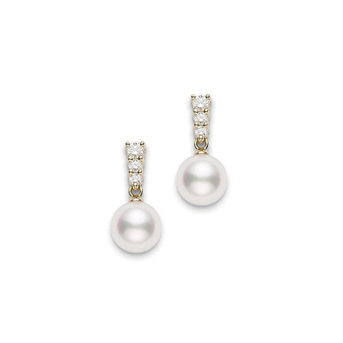 Morning Dew Akoya Cultured Pearl Earrings in 18K Yellow Gold - 1