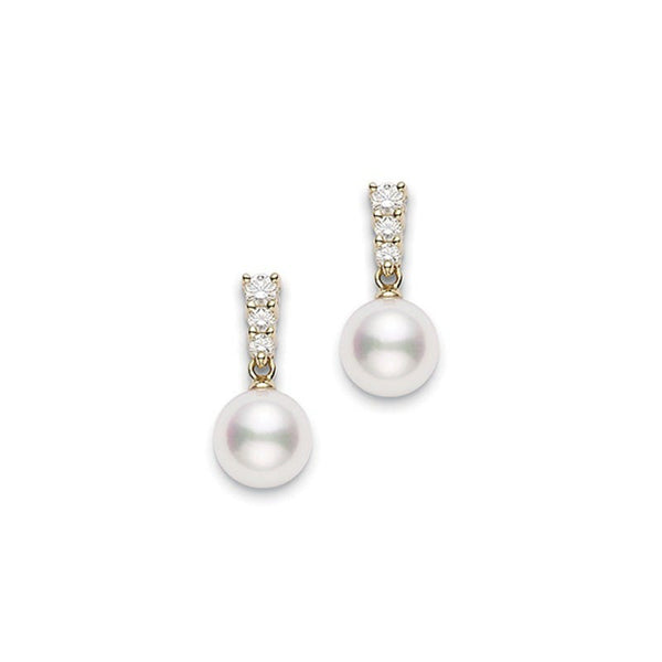 Morning Dew Akoya Cultured Pearl Earrings in 18K Yellow Gold - 1