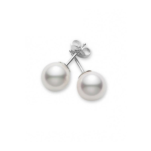 Akoya Cultured Pearl Stud Earrings 7mm AA in 18K White Gold - 1