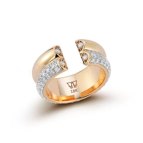Thoby Diamond Edge 2 Row Tubular Ring Fashion Ring - 2