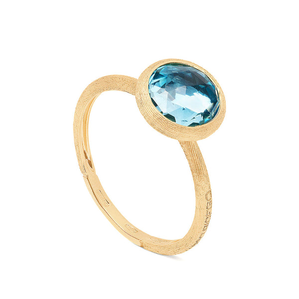 18K Yellow Gold Blue Topaz Stackable Ring - 1