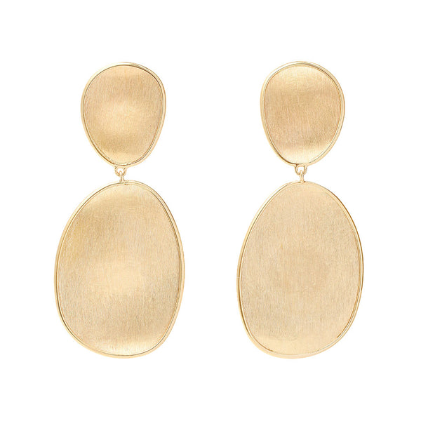 18K Yellow Gold Petal Earrings, 1.8" - 1