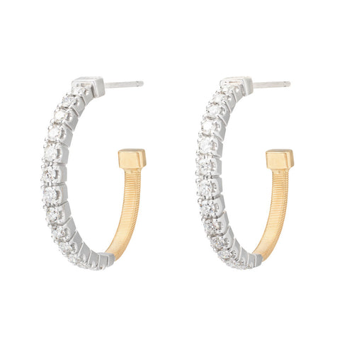 18K Yellow Gold Diamond Coil Hoops, 1" - 1