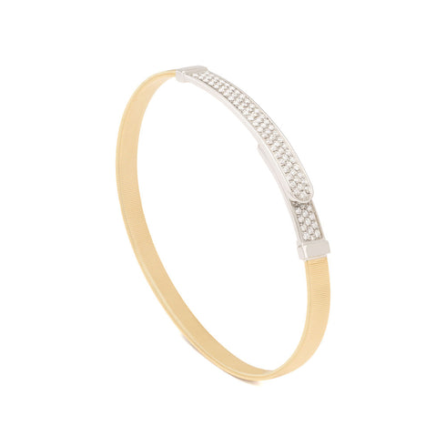 18K Yellow Gold Coil Bangle with Diamond Bar, 5mm - 1