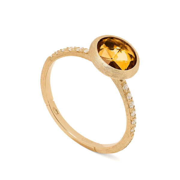18K Yellow Gold Citrine Ring with Diamonds - 1