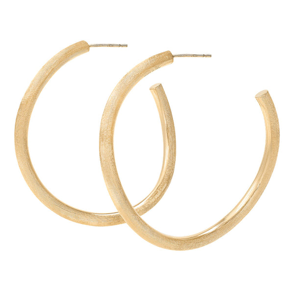 18K Yellow Gold Hoops, 1.55" - 1