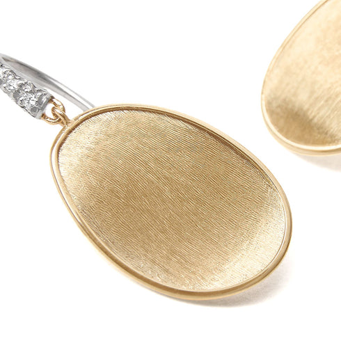 18K Yellow Gold Petal Earrings with Diamonds, 1.2" - 2