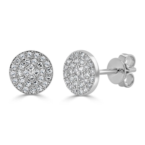 14k Gold & Diamond Disc Stud Earrings - 0.17ct - 1