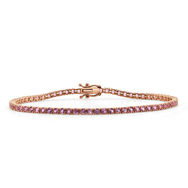 14k Gold & Pink Sapphire Tennis Bracelet - 4.21ct - 1