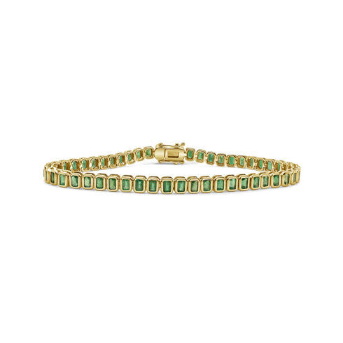 14K Gold Bezel Set Emerald Bracelet - 4.00ct - 2