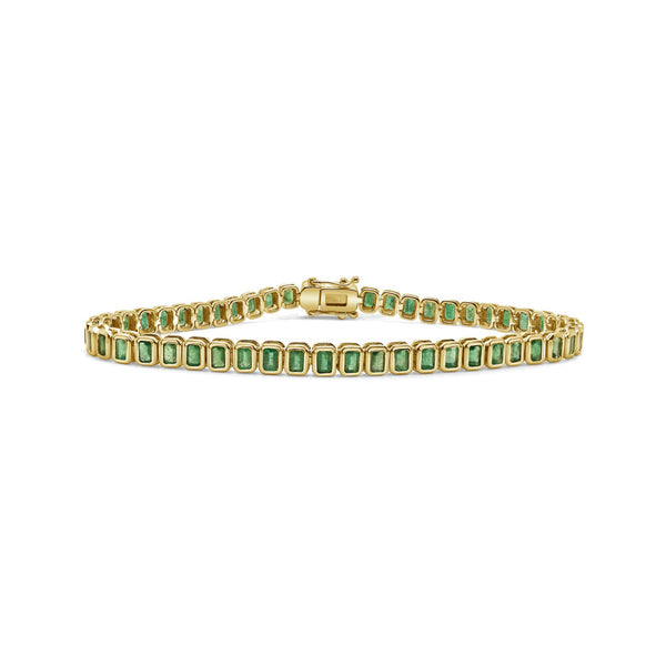 14K Gold Bezel Set Emerald Bracelet - 4.00ct - 2