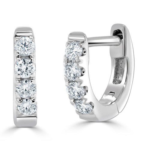 14k Gold & Diamond Tiny Huggie Earrings - 0.12ct - 1