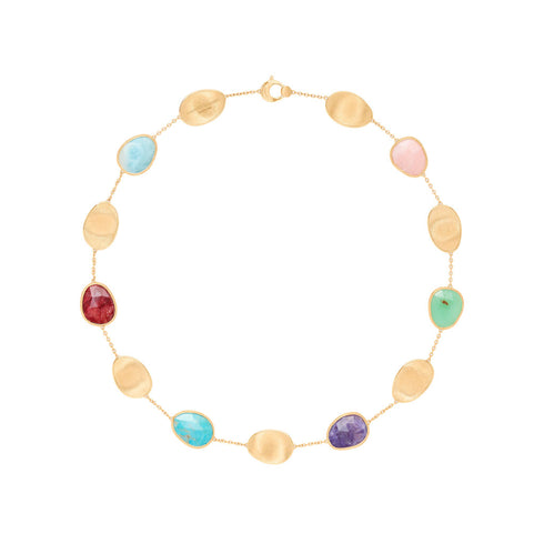 18K Yellow Gold Gemstone Necklace, 17" - 1