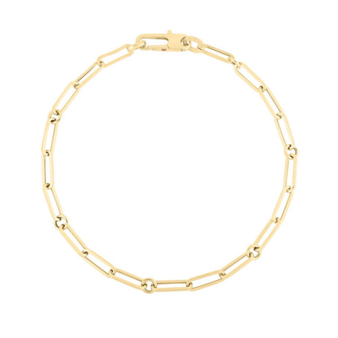 Designer Gold Paperclip And Round Link Chain Bracelet - 1