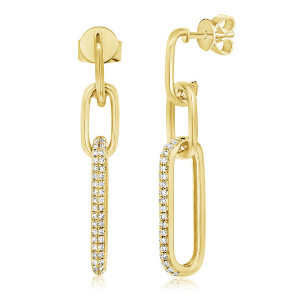 14k Gold & Diamond Link Drop Earrings- 0.33ct. - 1