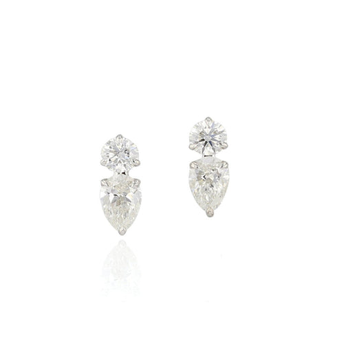 Round And Pear Stud Earrings - 1