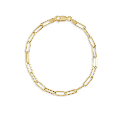 14k Gold Paperclip Link Bracelet - 1