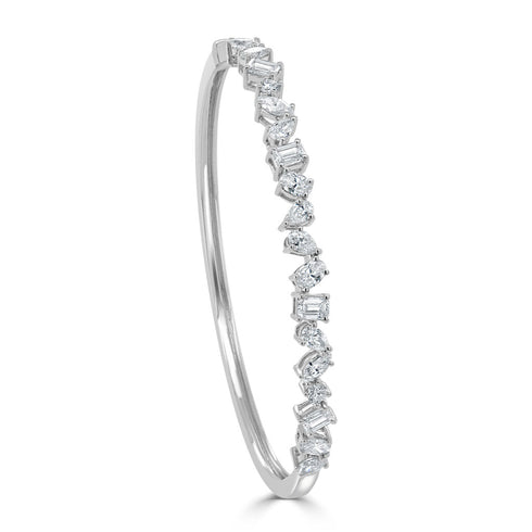 14k Gold & Fancy-Shape Diamond Bangle - 3.08ct - 2