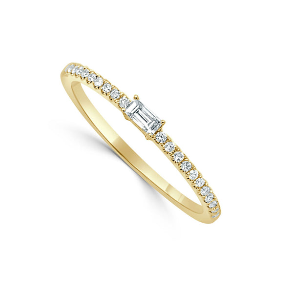 14k Gold & Diamond Baguette Ring - 0.14ct - 1