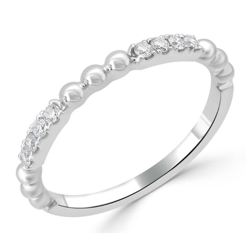 14k Gold & Diamond Beaded Ring - 0.11ct - 2