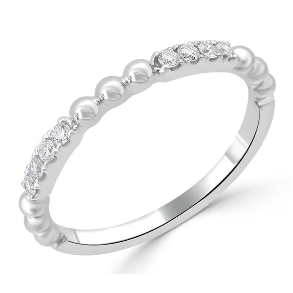 14k Gold & Diamond Beaded Ring - 0.11ct - 2