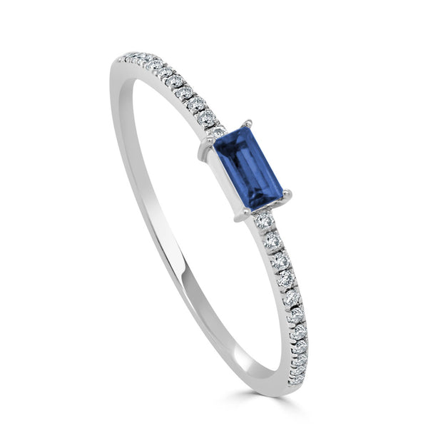 14k Gold & Sapphire Baguette Stackable Ring - 0.11ct - 0.16ct - 2