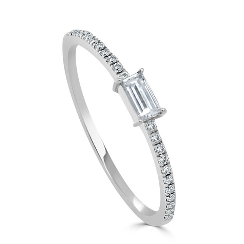 14k Gold & Diamond Baguette Stackable Ring 0.20ct - 0.25ct - 2