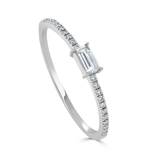 14k Gold & Diamond Baguette Stackable Ring 0.20ct - 0.25ct - 2