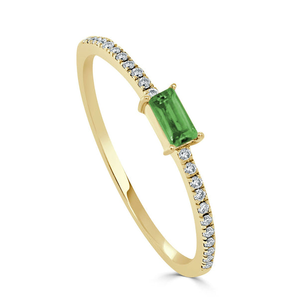 14k Gold & Emerald Baguette Stackable Ring - 0.11ct - 0.16ct - 2