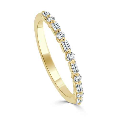 14K Gold Baguette & Round Diamond Ring - 0.25ct - 2