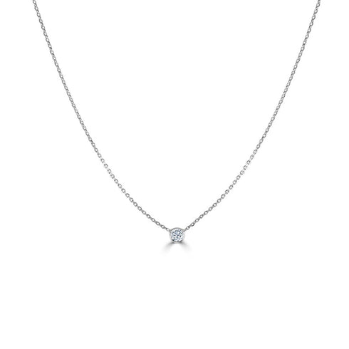 14k Gold & Diamond Bezel Necklace - 0.20ct - 2