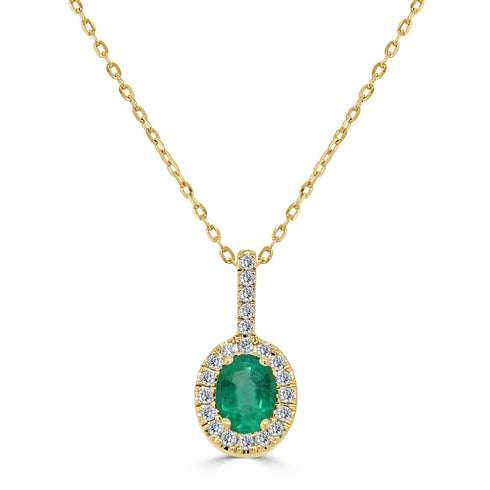 14K Gold, Emerald & Diamond Pendant - 2