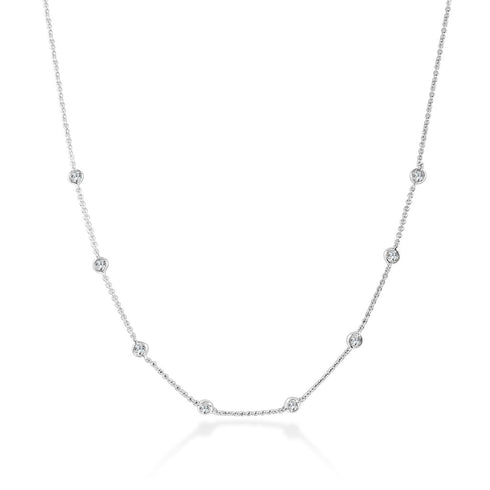 14K Gold & Diamond Station Necklace - 0.60ct - 2